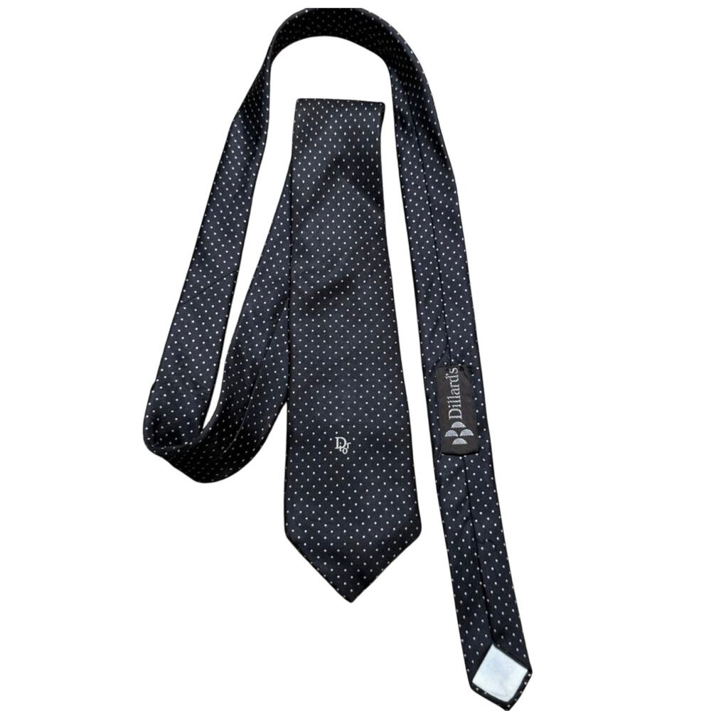 Christian Dior 100 Silk Polka Dot Brown Tie Cream CD Monogram